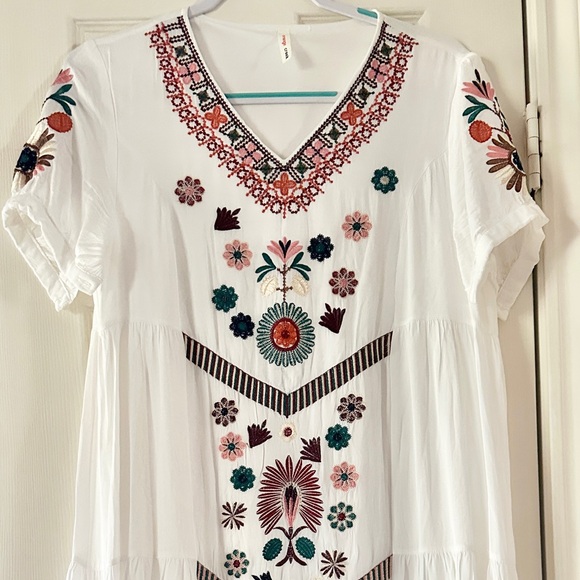 Orange Creek White Embroidered Dress Size Small - Picture 1 of 10